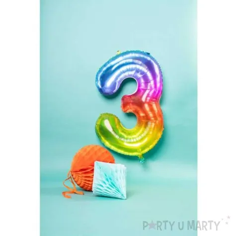 balon foliowy cyfra 3 yummy gummy rainbow teczowy folat 34 dgt
