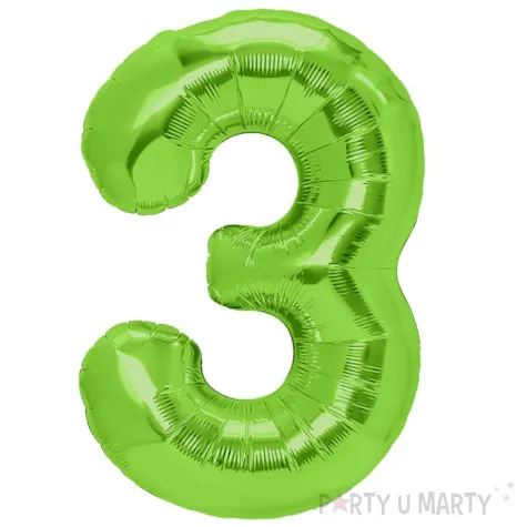 balon foliowy cyfra 3 zielone jabluszko partypal 39 dgt