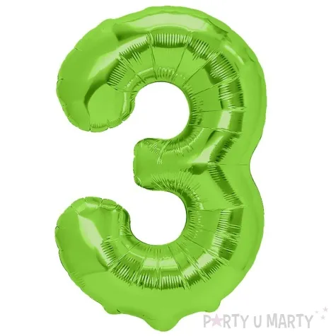 balon foliowy cyfra 3 zielone jabluszko partypal 39 dgt