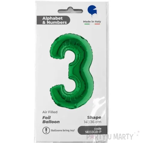 balon foliowy cyfra 3 zielony grabo