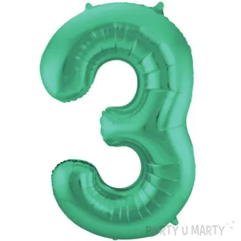 balon foliowy cyfra 3 zielony mat folat 34 dgt