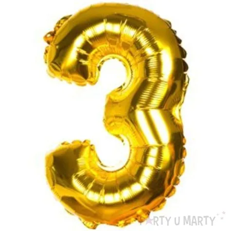 balon foliowy cyfra 3 zloty czakos 14 dgt