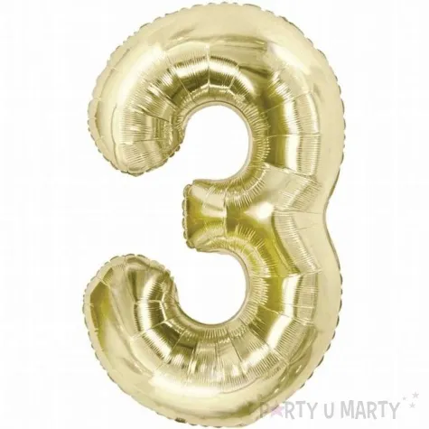 balon foliowy cyfra 3 zloty jasny godan 33 dgt