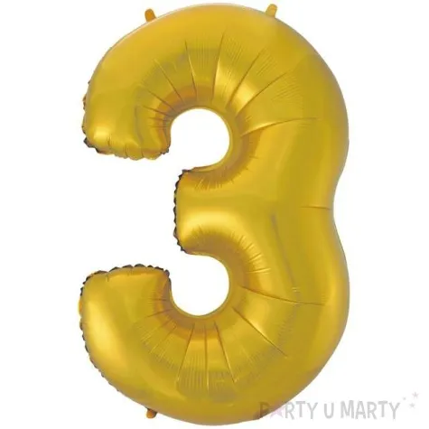 balon foliowy cyfra 3 zloty mat godan 45 dgt