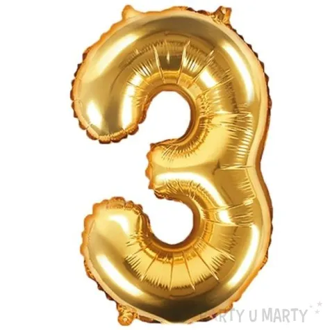 balon foliowy cyfra 3 zloty partydeco 14 dgt