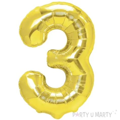 balon foliowy cyfra 3 zloty partypal 16 dgt