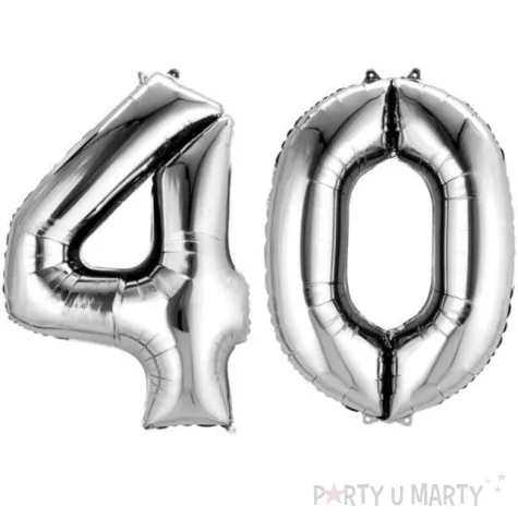 balon foliowy cyfra 4 0 40 urodziny 34 amscan srebrna