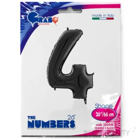 balon foliowy cyfra 4 czarny grabo 26 dgt