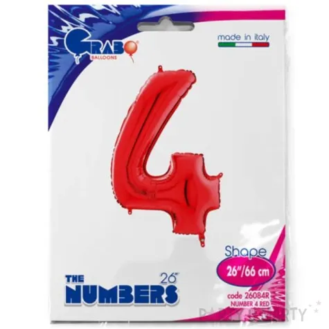 balon foliowy cyfra 4 czerwony grabo 26 dgt