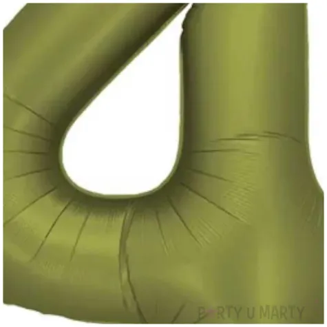 balon foliowy cyfra 4 dekoracja na urodziny oliwkowy zielony 34 dgt