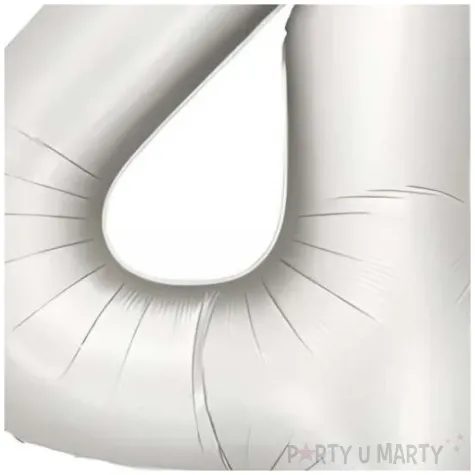 balon foliowy cyfra 4 dekoracja na urodziny srebrny matowy 34 dgt