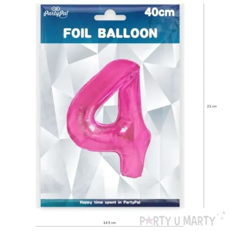 balon foliowy cyfra 4 fuksja partypal 16 dgt