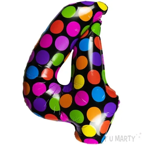 balon foliowy cyfra 4 grochy mix arpex 24 dgt