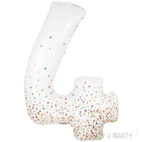 balon foliowy cyfra 4 holograficzne grochy bialy oaktree 34 dgt