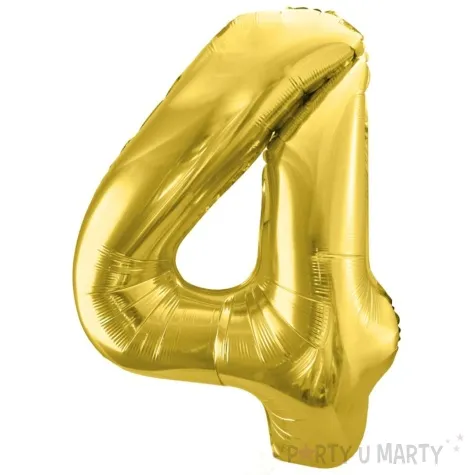 balon foliowy cyfra 4 jasnozloty partydeco 34 dgt