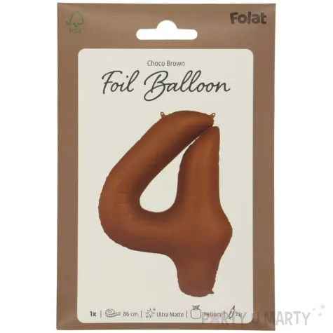 balon foliowy cyfra 4 mat braz czekoladowy folat 34 dgt