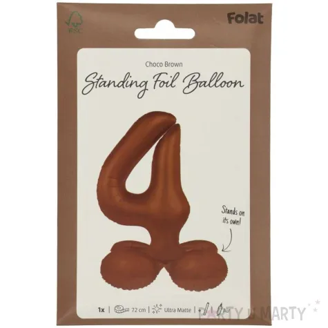 balon foliowy cyfra 4 mat stojaca braz czekoladowy folat 28 dgt