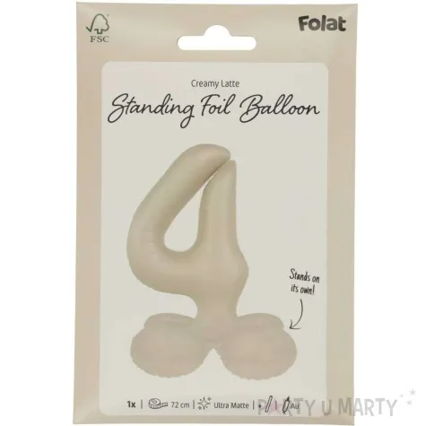 balon foliowy cyfra 4 mat stojaca kremowe latte folat 28 dgt