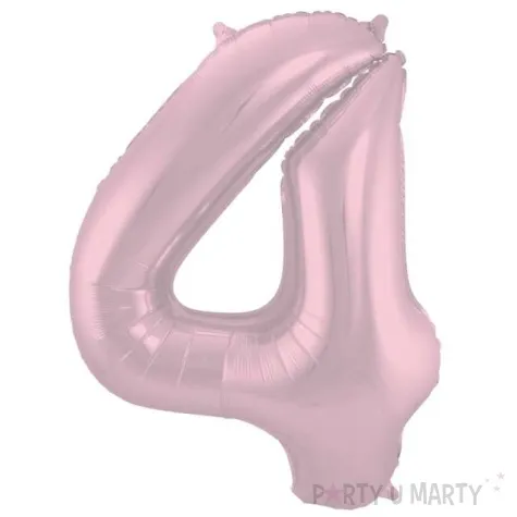 balon foliowy cyfra 4 metaliczny mat rozowy pastelowy folat 34 dgt