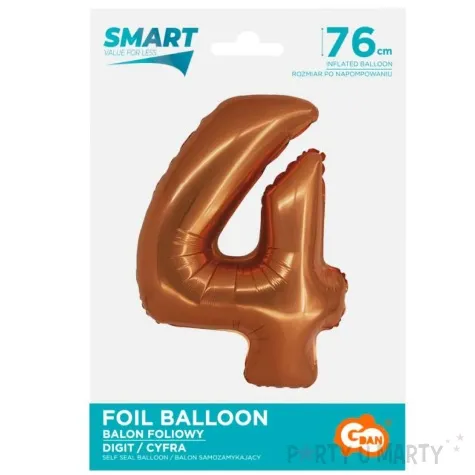 balon foliowy cyfra 4 miedziany godan 30 dgt