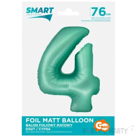 balon foliowy cyfra 4 mietowy matowy godan 30 dgt
