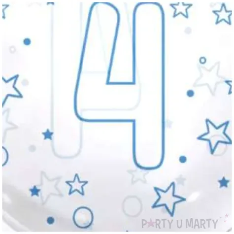 balon foliowy cyfra 4 niebieska transparentny tuban 18 orb