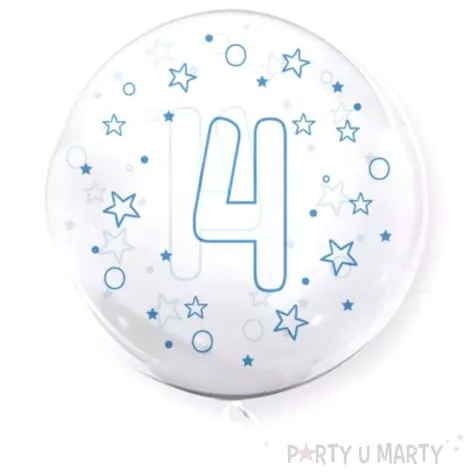 balon foliowy cyfra 4 niebieska transparentny tuban 18 orb