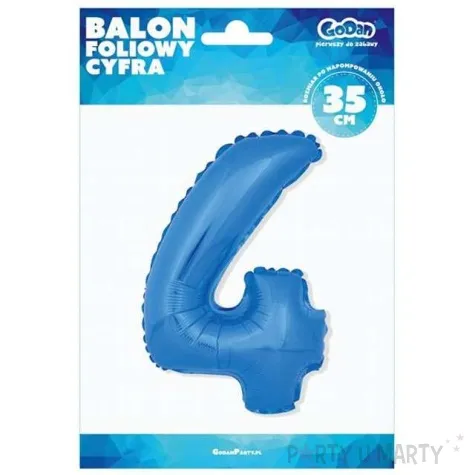 balon foliowy cyfra 4 niebieski godan 14 dgt