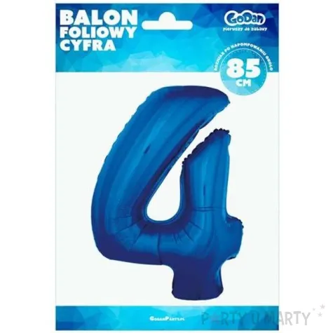 balon foliowy cyfra 4 niebieski godan 34 dgt