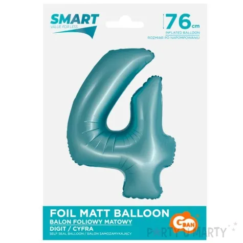 balon foliowy cyfra 4 niebieski matowy godan 30 dgt