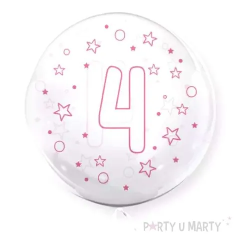 balon foliowy cyfra 4 rozowa transparentny tuban 18 orb