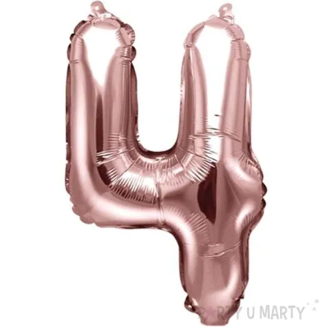 balon foliowy cyfra 4 rozowe zloto partydeco 14 dgt