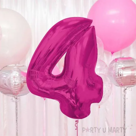 balon foliowy cyfra 4 rozowy ciemny godan 36 dgt