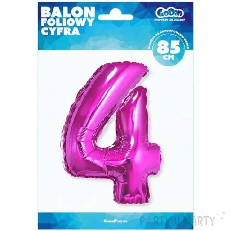 balon foliowy cyfra 4 rozowy godan 34 dgt