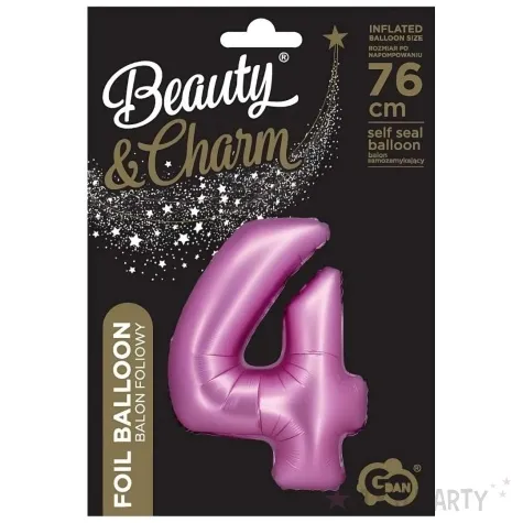 balon foliowy cyfra 4 rozowy satynowy godan 30 dgt