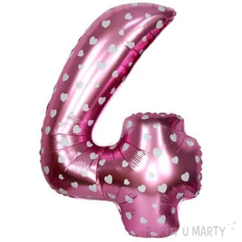 balon foliowy cyfra 4 serduszka rozowy oem 16 dgt