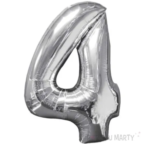 balon foliowy cyfra 4 srebrny amscan 26 dgt
