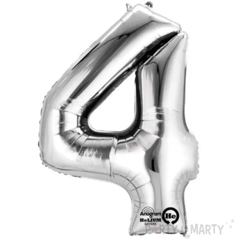 balon foliowy cyfra 4 srebrny amscan 34 dgt