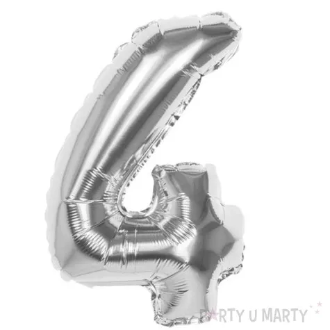 balon foliowy cyfra 4 srebrny boland 14 dgt