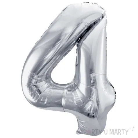 balon foliowy cyfra 4 srebrny partydeco 34 dgt