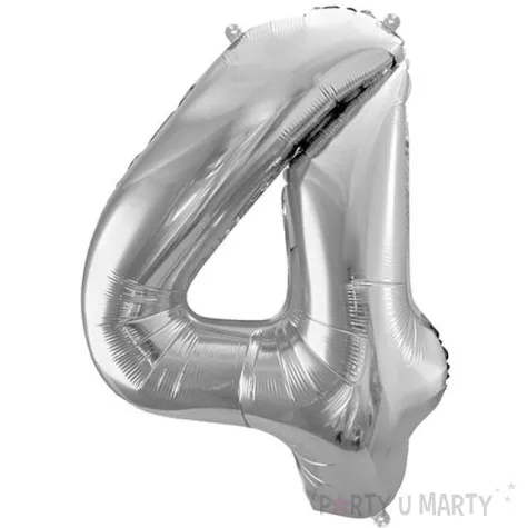 balon foliowy cyfra 4 srebrny partydeco 34 dgt