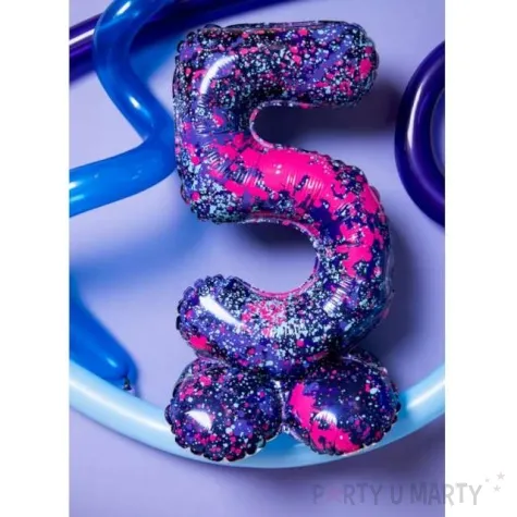 balon foliowy cyfra 4 stojaca galaxy splash folat 17 dgt