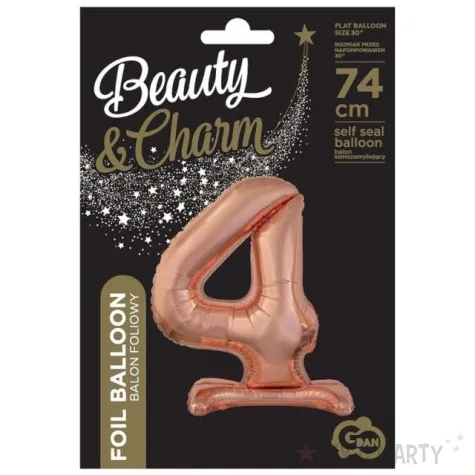 balon foliowy cyfra 4 stojaca rozowe zloto godan 29 dgt