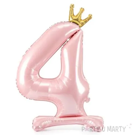 balon foliowy cyfra 4 stojaca rozowy partydeco 33 dgt