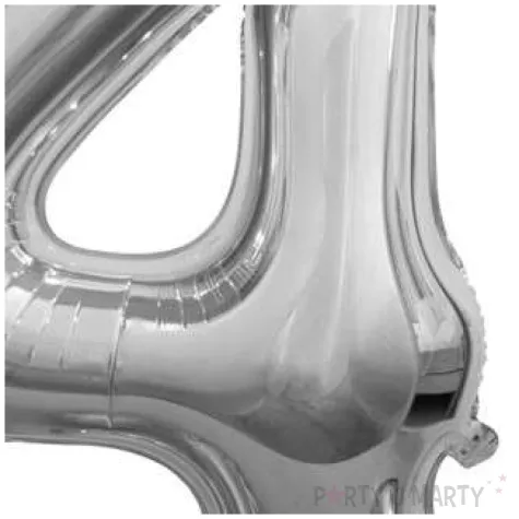 balon foliowy cyfra 4 stojaca srebrny godan 29 dgt