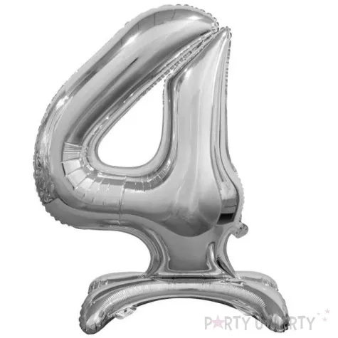 balon foliowy cyfra 4 stojaca srebrny godan 29 dgt