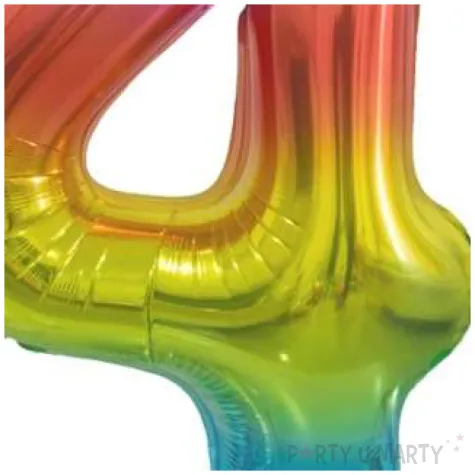 balon foliowy cyfra 4 stojaca teczowy godan 15 dgt