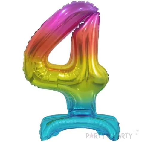balon foliowy cyfra 4 stojaca teczowy godan 15 dgt