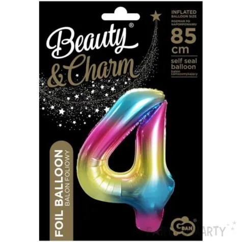 balon foliowy cyfra 4 teczowy godan 34 dgt