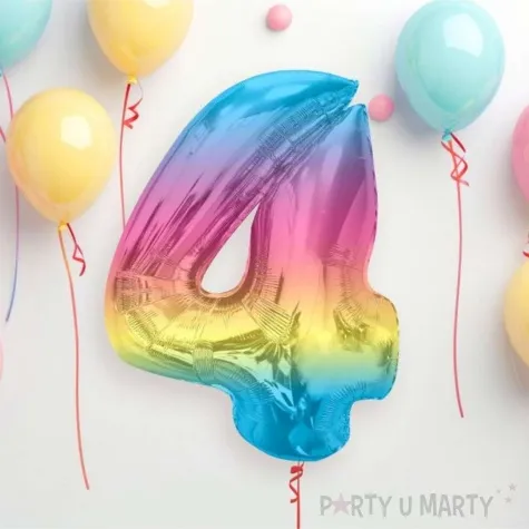 balon foliowy cyfra 4 teczowy godan 36 dgt